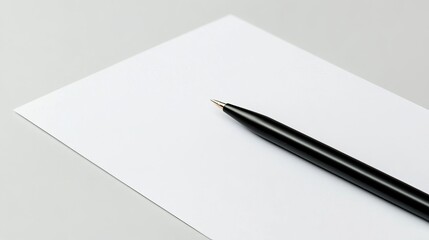 Close-Up of a Blank Personalized Customer Service Note with a Black Pen on a Plain Surface