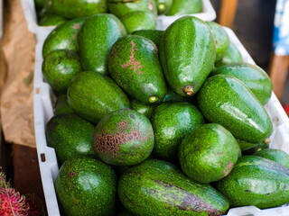 several piles of avocado