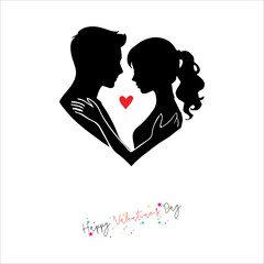 Romantic Graphics Silhouette of Valentine Day