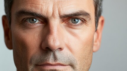 Fototapeta premium Close-Up of a Man Smooth Face After Receiving Botox Treatment