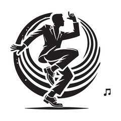Jive Silhouette Vector Illustration, Solid White Background.