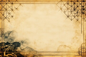 Fototapeta premium Elegant vintage background with intricate geometric border design.