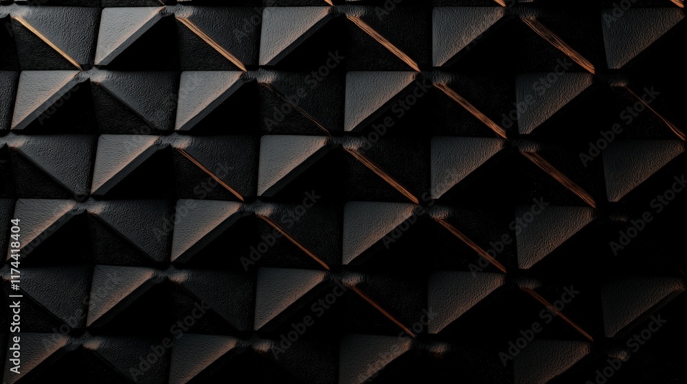 Poster dark triangular texture abstract 3d render geometric background black tiles modern des