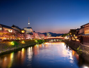 Fototapeta premium Generated image 日本の街並みの夜景