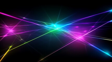 Abstract Neon Lines Intersect In Dark Background