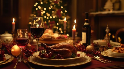 red wine, dinner table concept