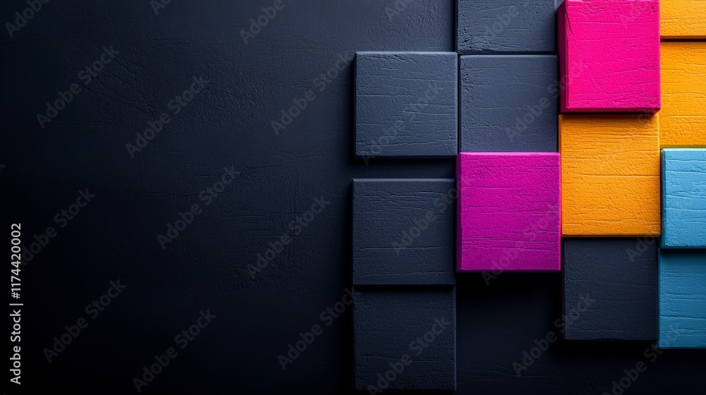 Aufkleber abstract 3d blocks colorful cube background tech wallpaper