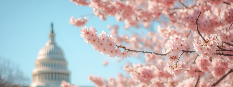 The ethereal beauty of the cherry blossoms in Washington, D.C. during spring, Floral scene