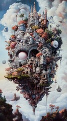 Obraz premium Floating City: A Surreal Architectural Masterpiece
