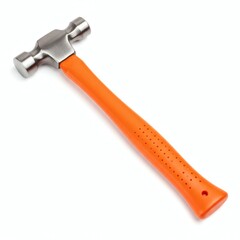 Orange Handled Ball Peen Hammer Metalworking Tool Construction Equipment Isolated on White