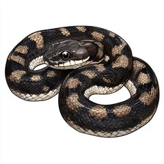 Obraz premium Detailed Illustration of a Colorful Snake with Intricate Patterns and Textures Curled in a Natural Pose