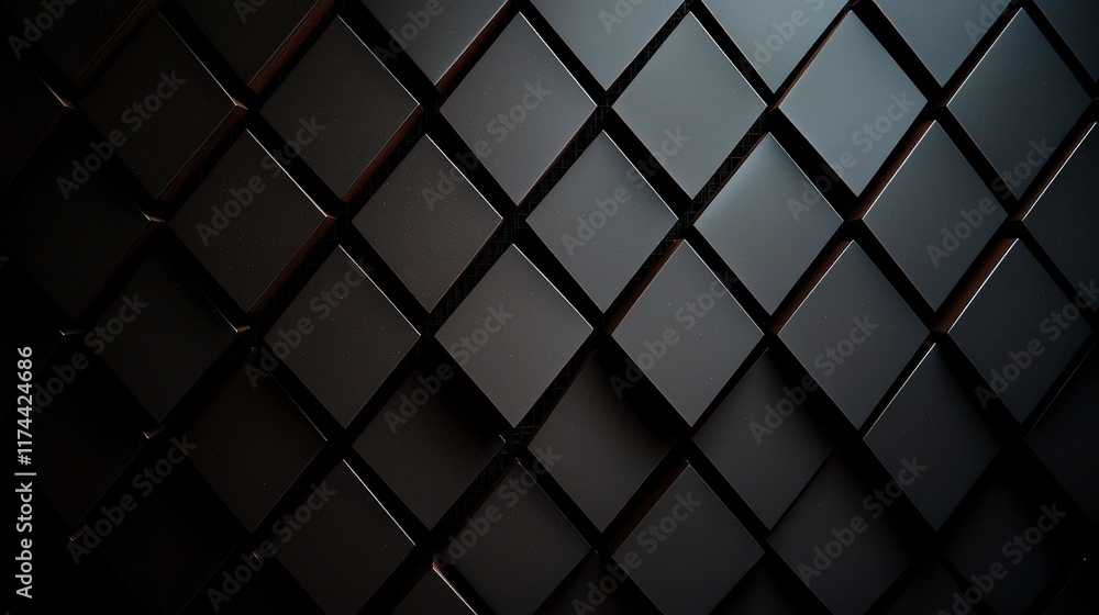 Poster abstract dark diamond pattern 3d rendered geometric tiles background