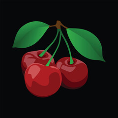 Fresh Cherry Fruit Vector Illustration Design