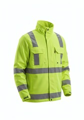 High Visibility Lime Green Work Jacket with Reflective Stripes Safety Apparel