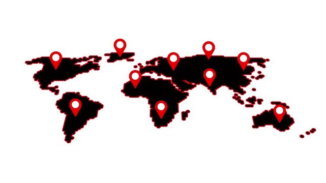 Pin Navigation Localization Icons Appear on the Map. Geotargeting and GPS. LOOP.  GPS. navigator pin, white color mock up with map on white background .