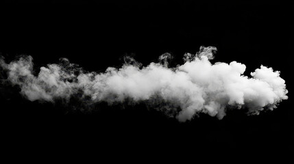 White Smoke Cloud on Black Background: A wispy, ethereal white smoke cloud isolated on a black background.  The cloud is soft and flowing, creating a sense of mystery and intrigue.