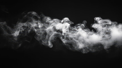 Obraz premium Abstract Smoke Swirls: A captivating display of ethereal white smoke gracefully swirling against a stark black backdrop, evoking a sense of mystery and intrigue. 