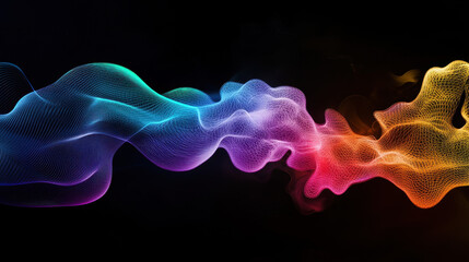 Fototapeta premium Rainbow Nebula: Abstract digital art featuring vibrant, flowing, colorful smoke or nebula. Perfect for backgrounds, technology, music, and design projects.