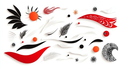 Naklejka premium Abstract shapes and patterns with bold colors create a dynamic composition, ideal for creative projects and design inspiration.