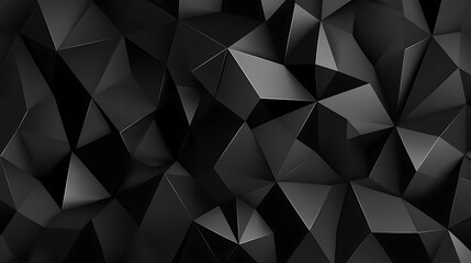 Fototapeta premium A futuristic triangular tile wallpaper with glossy black 3D blocks creating depth and texture