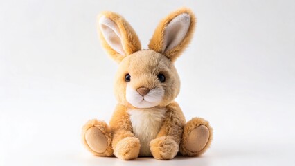 Obraz premium Adorable Plush Toy Rabbit on White Background - Perfect for Children's Product Photography