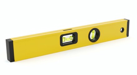Professional Yellow Construction Level Tool Isolated on White Background