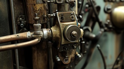 Vintage Industrial Machine Close-up: Rusty Metal Texture
