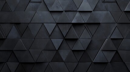 Fototapeta premium A triangular tile wallpaper with semigloss surfaces and 3D black blocks creating depth