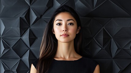 A geometric semigloss triangular tile pattern with bold black 3D block elements