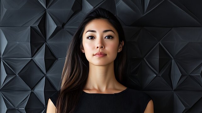 A geometric semigloss triangular tile pattern with bold black 3D block elements