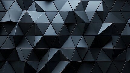 Obraz premium A modern semigloss triangular tile wall with 3D black block accents and sleek finishes