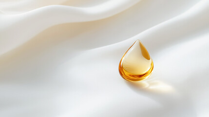 Fototapeta premium Elegant and Lightweight Oil Droplet for Skincare Highlighted on Pure White Backdrop