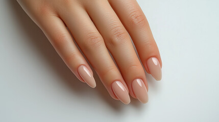 Fototapeta premium Human Hand with Extended Fingers Seen from the Top, Featuring Glossy Smooth Skin on White Background