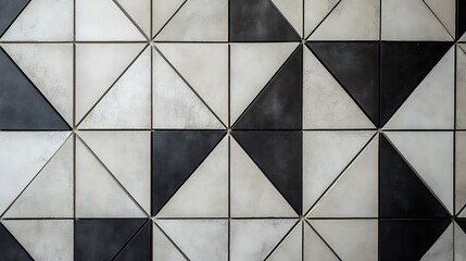 A geometric triangular tile wallpaper with semigloss textures and black block highlights