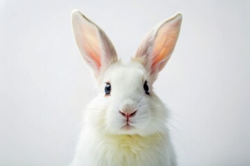 Fototapeta premium Adorable White Decorative Rabbit on Pure White Background - Studio Shot