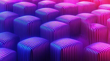 Geometric illustration with a vibrant color scheme, showcasing numerous reflective cubes.