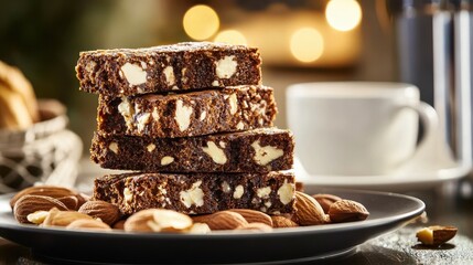 Cozy Biscotti Stacked on Plate with Soft Lighting