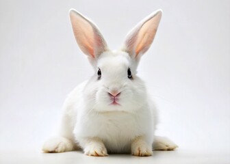 Obraz premium Adorable White Rabbit Posing on Pure White Background - Candid Stock Photo