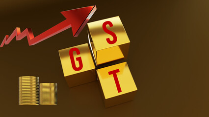 3d rendering GST Tax India with gold coin
