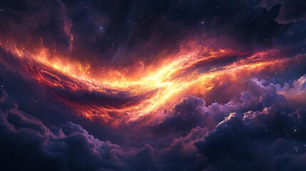 Fototapeta premium Mesmerizing fractal designs illuminated with neon light against a celestial background