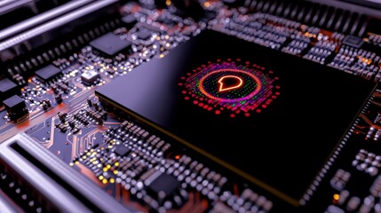 Obraz premium Futuristic Motherboard AI Chatbot Technology CPU Data Flow Microchip 3D Render