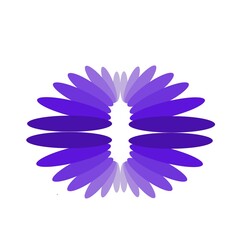 Obraz premium A sketch of the logo from a purple pattern, arranged like a bird's wing. Isolated white background .Vector illustration