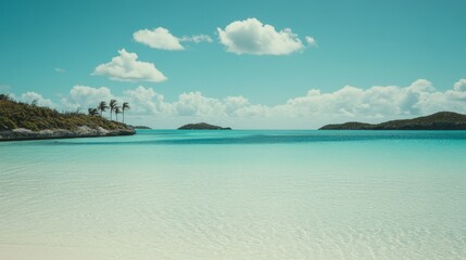 Serene Tropical Beach with Turquoise Water and Palm Trees