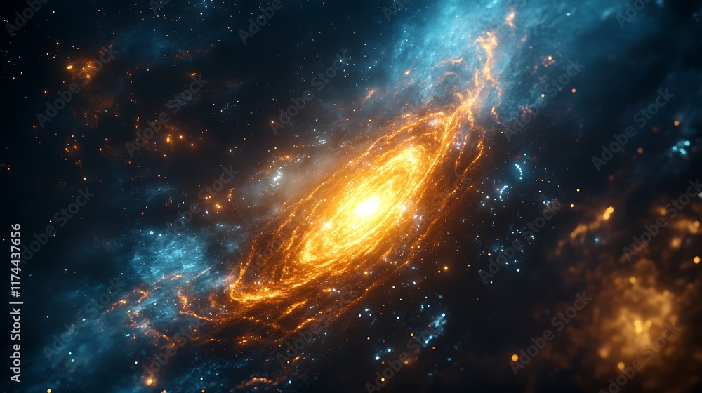 Wall mural pulsating neon fractals converging into a radiant celestial point