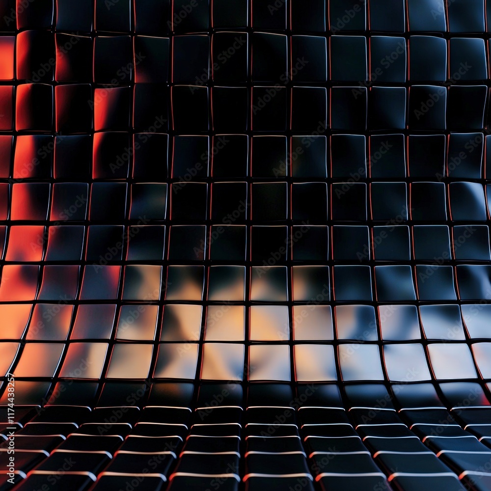 Poster abstract dark cube tile pattern futuristic 3d render technology background