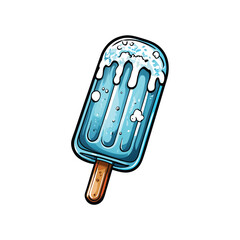 A vector illustration of frozen yogurt popsicles with ice crystals, showcasing a variety of bright colors and playful designs.