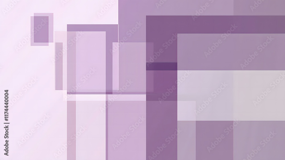 Poster abstract purple geometric composition with soft shapes and layers in various shades, creating a visu