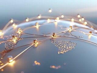 Obraz premium cargo management transportation coordination Glowing network connections on a global map.