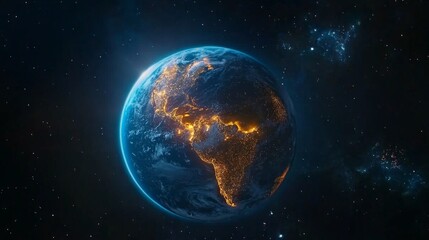 Obraz premium Celestial View of Earth from Space with City Lights