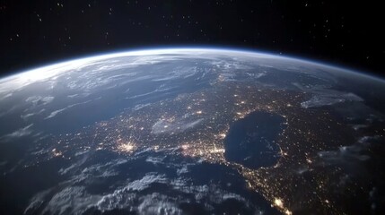 Obraz premium Celestial View of Earth with Vibrant City Lights